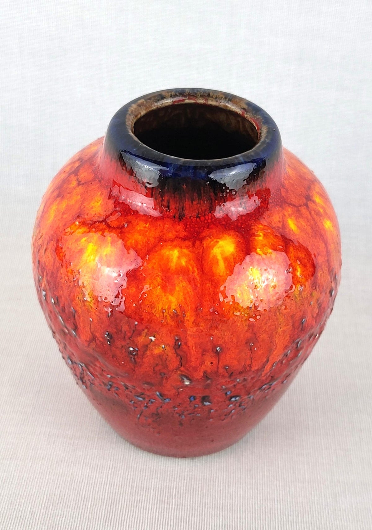 Vintage SCHEURICH KERAMIK Red Orange Fat Lava Vase 550-10 West German Pottery 1970s — photo 3