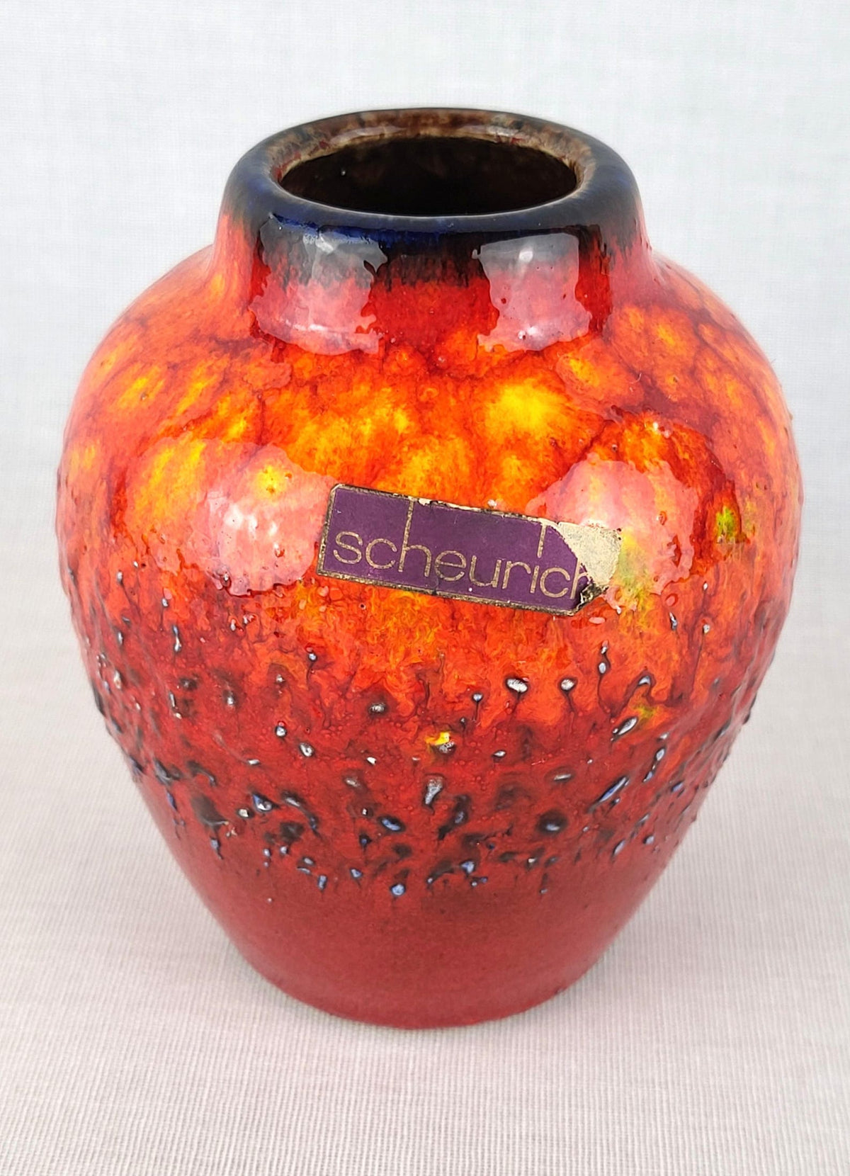 Vintage SCHEURICH KERAMIK Red Orange Fat Lava Vase 550-10 West German Pottery 1970s — photo 4