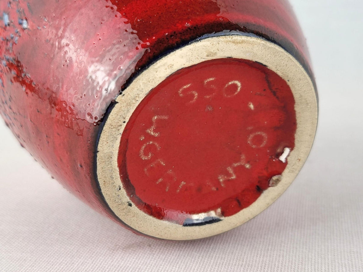 Vintage SCHEURICH KERAMIK Red Orange Fat Lava Vase 550-10 West German Pottery 1970s — photo 5