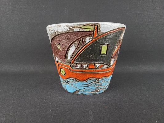 Vintage FRATELLI FANCIULLACCI Planter Abstract Boat Decor 3639 Italian Pottery 1960s — photo 1