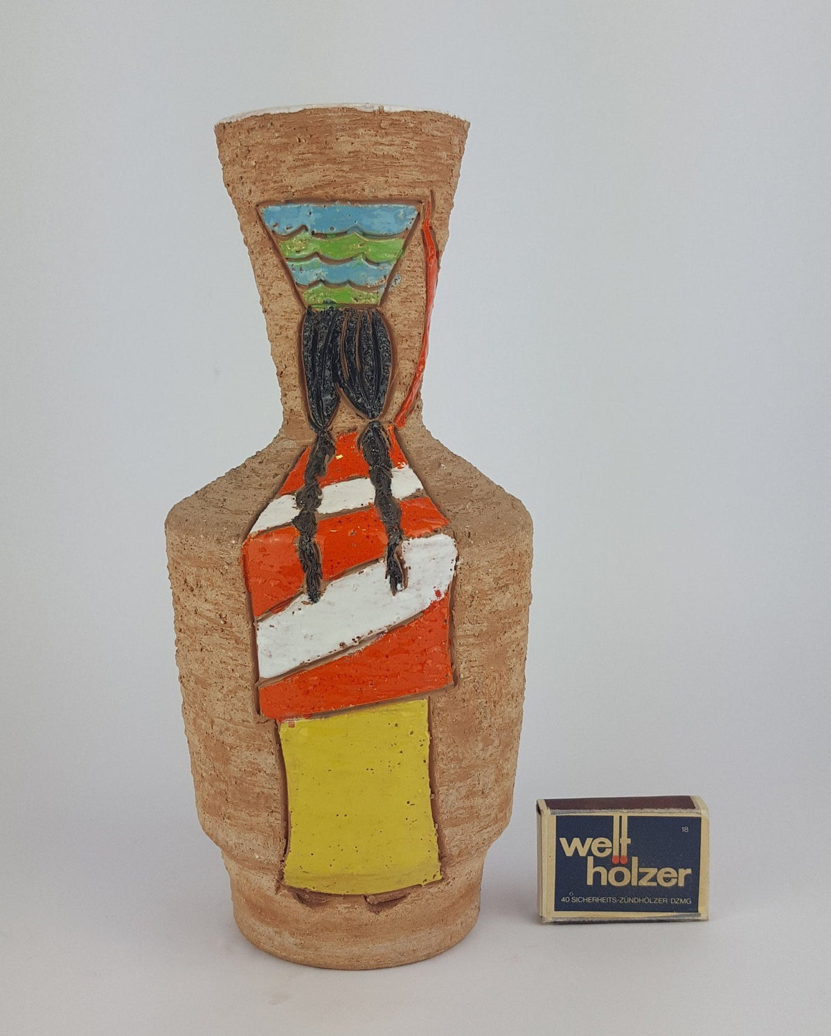 Vintage Fratelli Fanciullacci vase with Mexican people decor 1950-1960