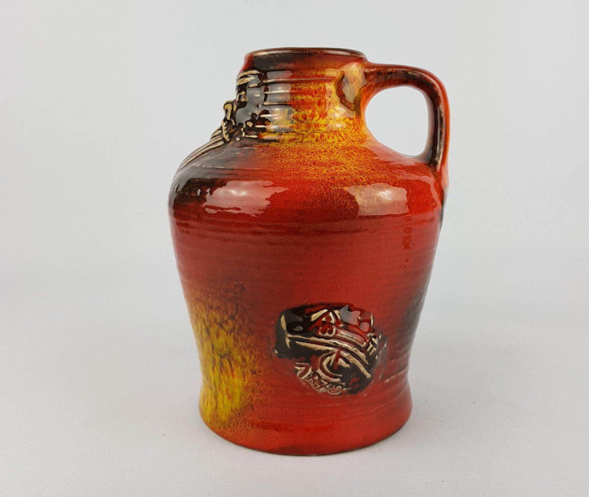 Vintage Red and Yellow CARSTENS TONNIESHOF Keramik Multicolour Vase West German Pottery
