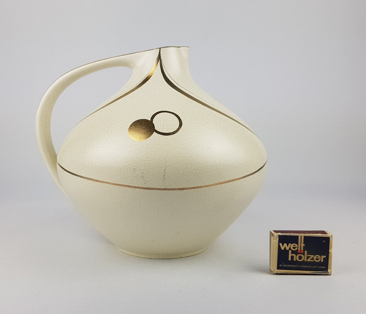 Vintage RUSCHA KERAMIK Vase with gold decor by Erbaso Edel Keramik 1960s