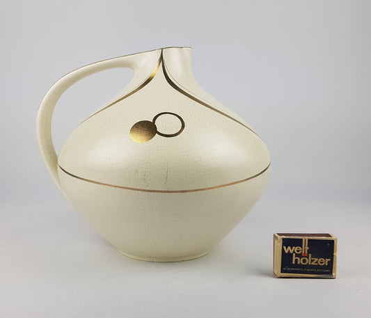 Vintage RUSCHA KERAMIK Vase with gold decor by Erbaso Edel Keramik 1960s