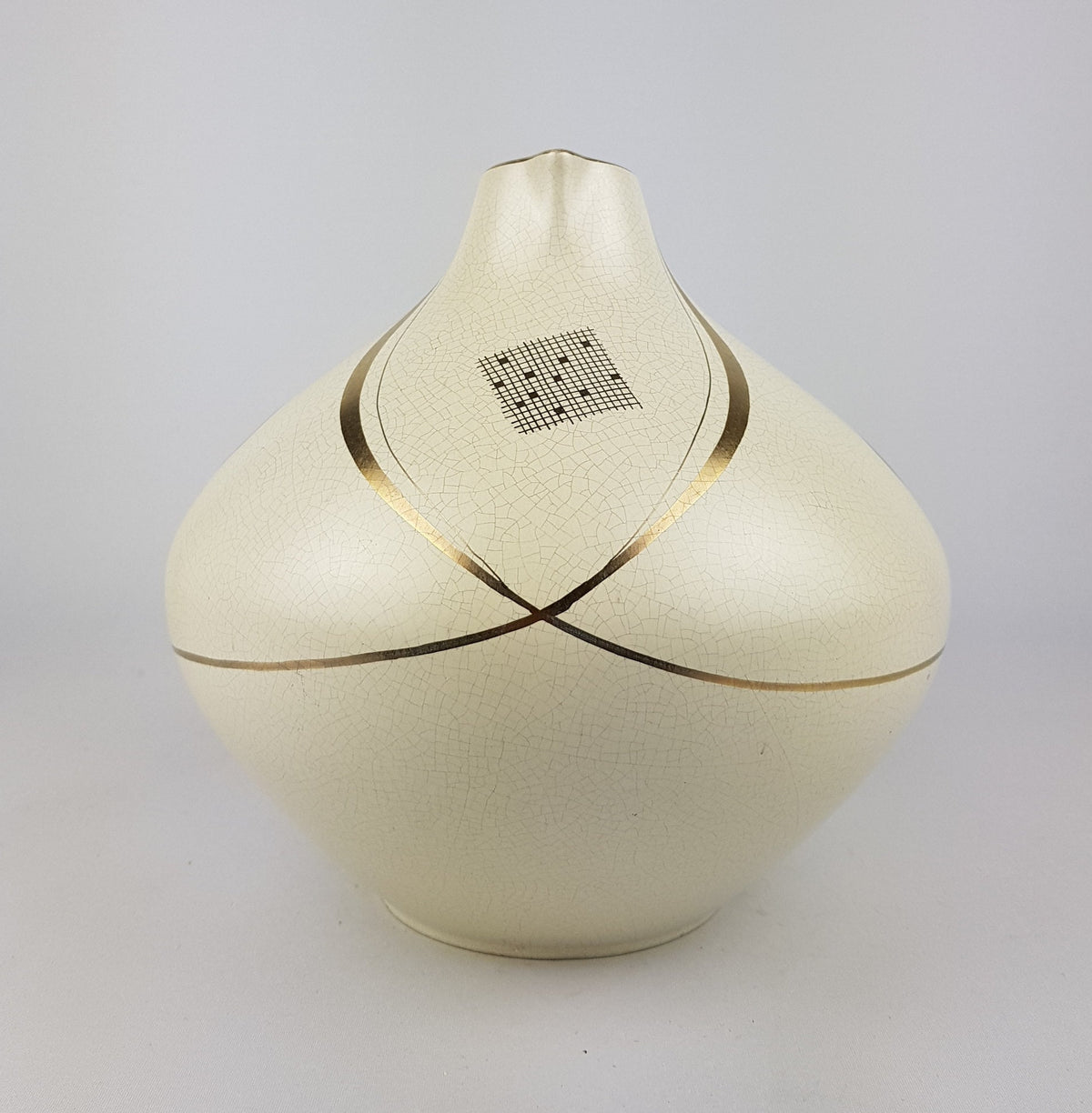 Vintage RUSCHA KERAMIK Vase with gold decor by Erbaso Edel Keramik 1960s