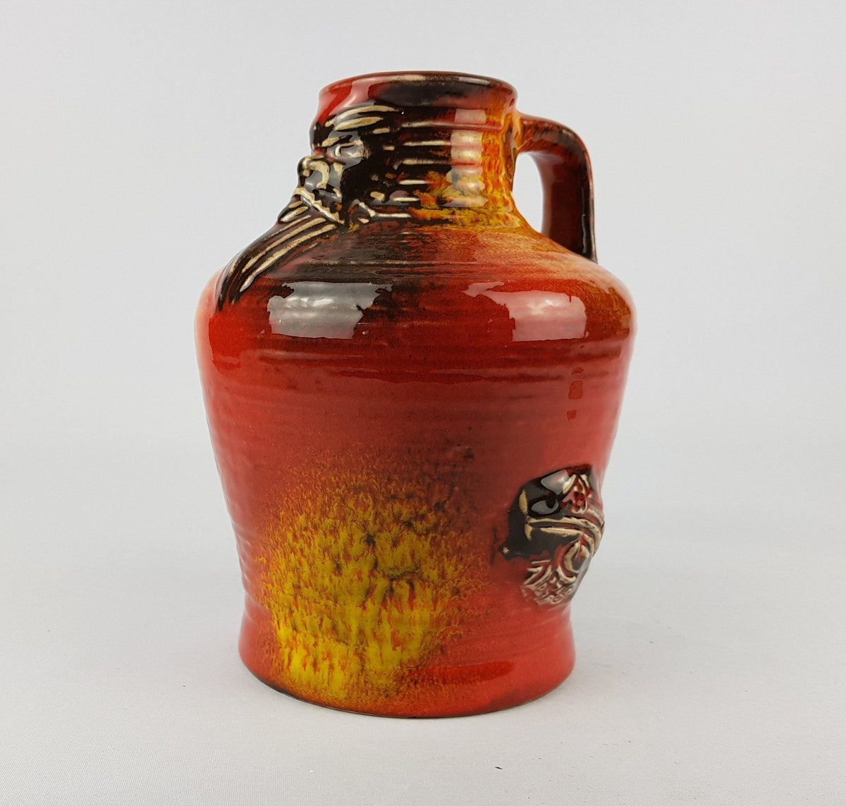Vintage Red and Yellow CARSTENS TONNIESHOF Keramik Multicolour Vase West German Pottery