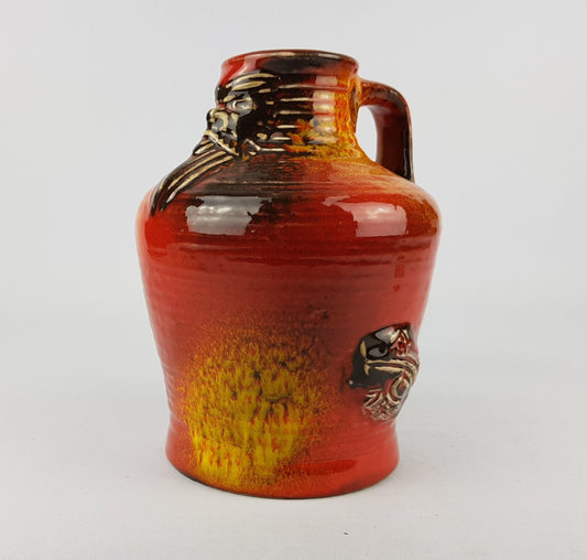 Vintage Red and Yellow CARSTENS TONNIESHOF Keramik Multicolour Vase West German Pottery