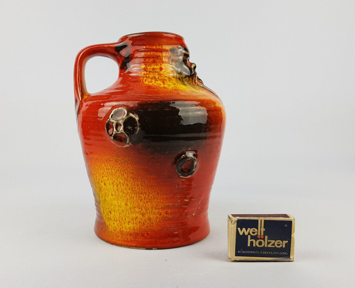 Vintage Red and Yellow CARSTENS TONNIESHOF Keramik Multicolour Vase West German Pottery