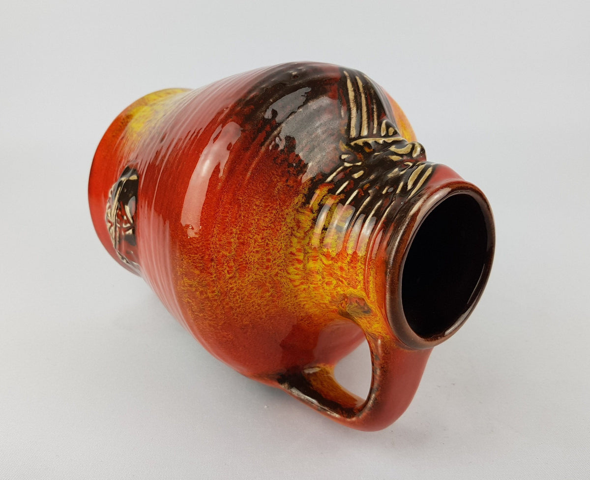 Vintage Red and Yellow CARSTENS TONNIESHOF Keramik Multicolour Vase West German Pottery