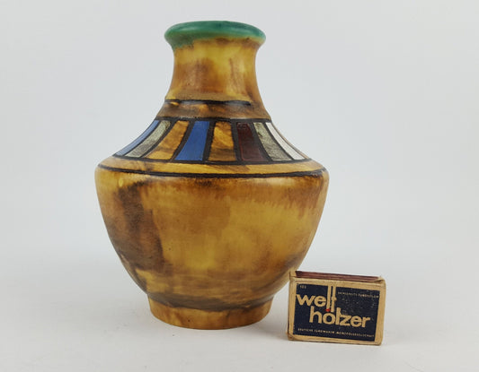 Vintage CERAMANO Vase with Meander decor, West German Pottery