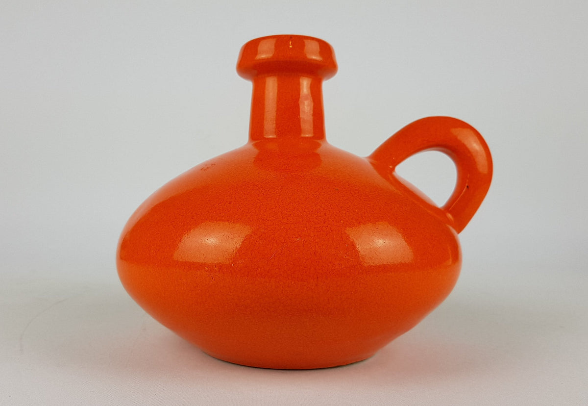 Vintage Orange OTTO Keramik Fat Lava vase, West German Pottery #