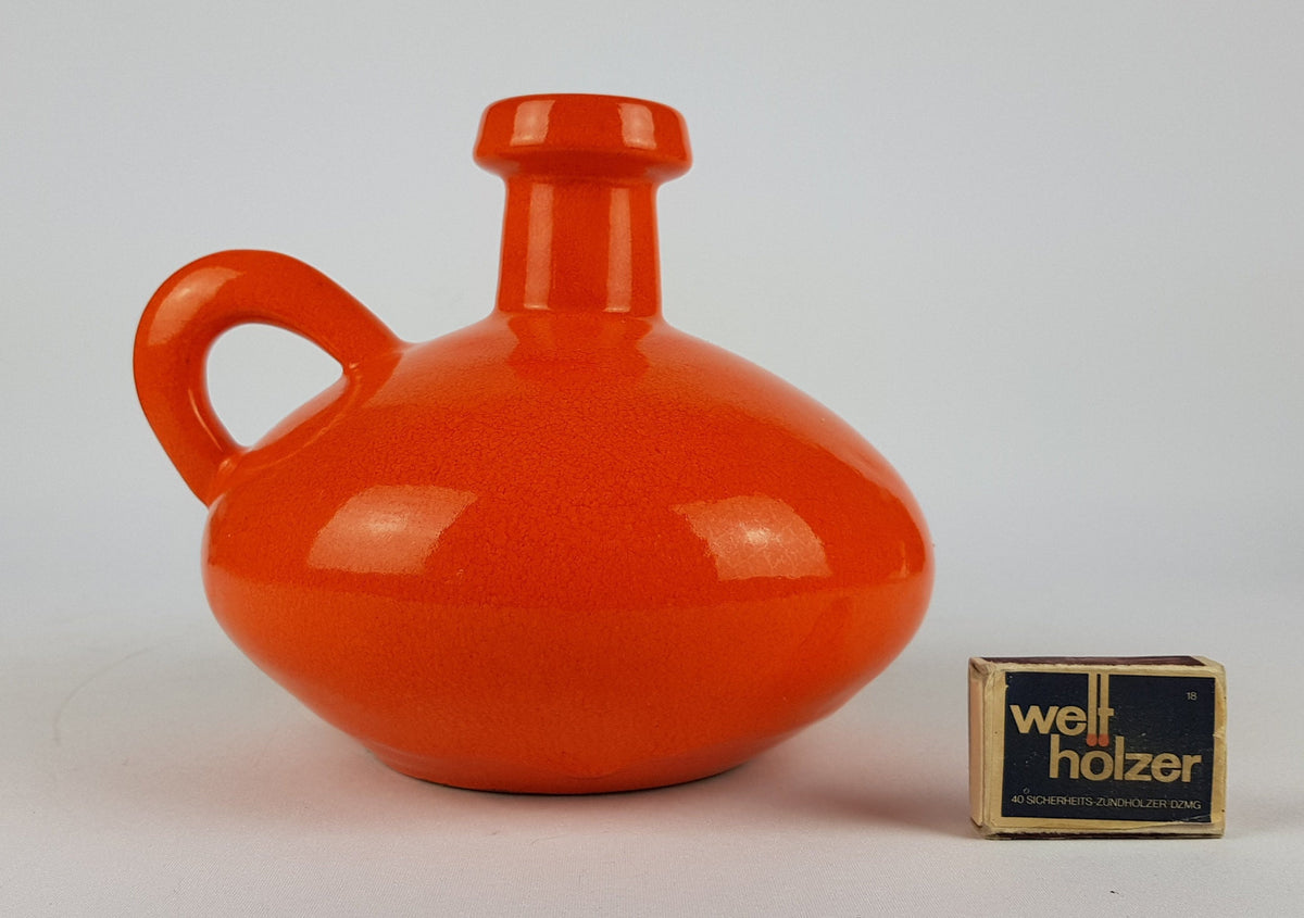 Vintage Orange OTTO Keramik Fat Lava vase, West German Pottery #