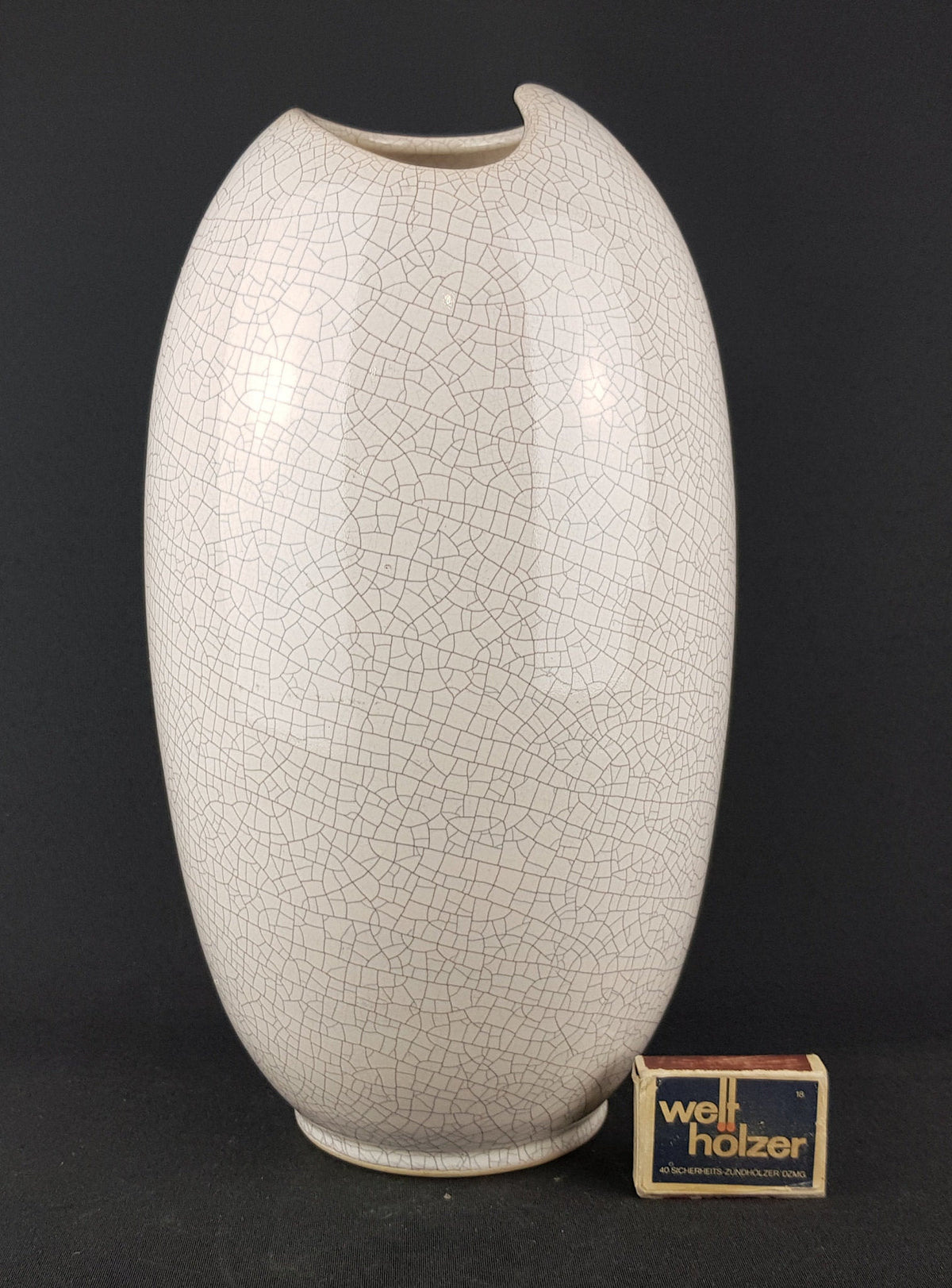 Vintage XL SILBERDISTEL Craquele Vase with "Korsika" Decor, West German Pottery 1957