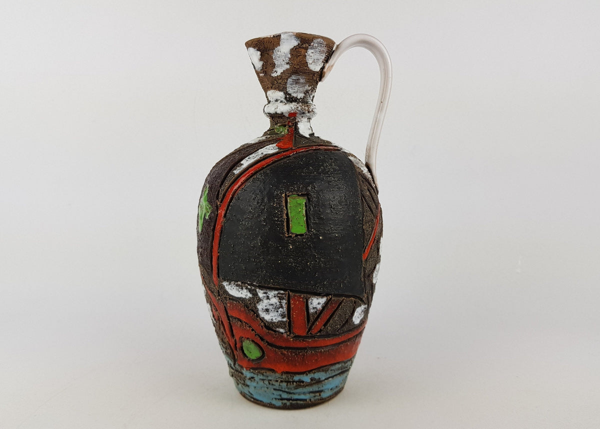 Vintage FRATELLI FANCIULACCI Vase with Sailing Ships decor