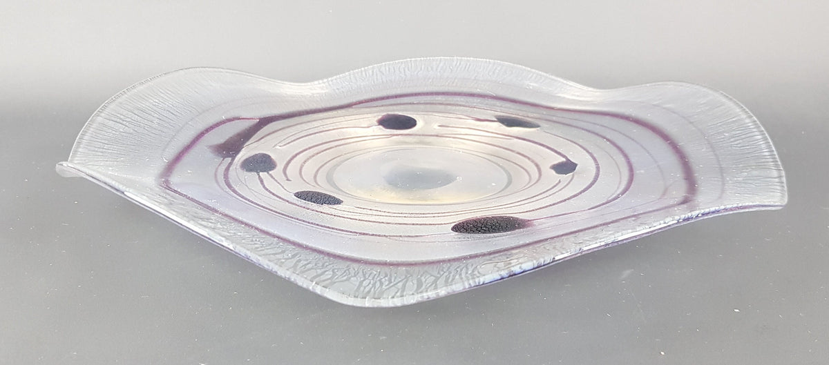 Vintage Art Deco FREIHERR VON POSCHINGER Iridescent Plate With Purple Accents Fleur by Martin Weinberger West Germany 1970s
