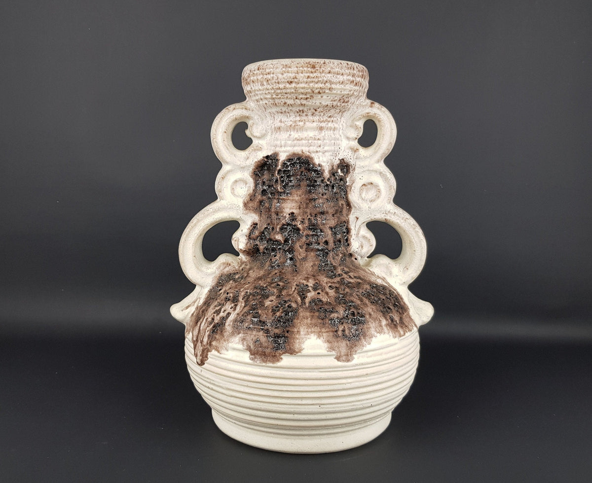 Vintage DÜMLER & BREIDEN KERAMIK Fat Lava Vase, West German Pottery 1950s 1960s