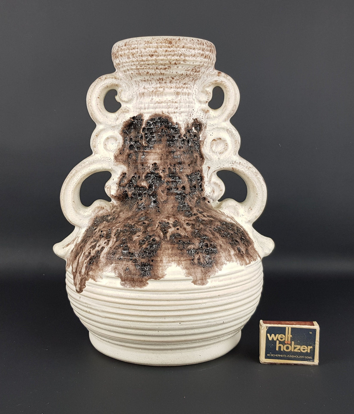 Vintage DÜMLER & BREIDEN KERAMIK Fat Lava Vase, West German Pottery 1950s 1960s