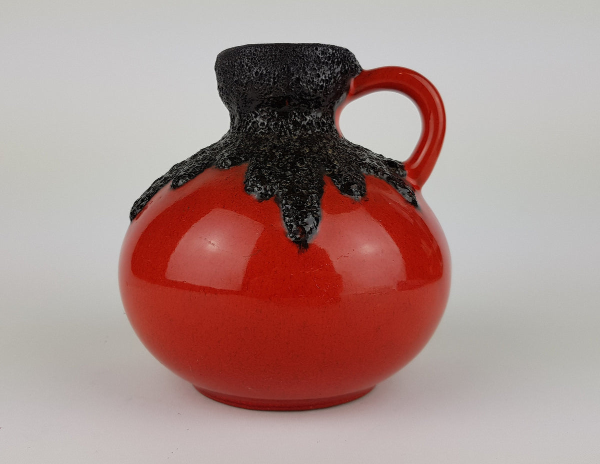 Vintage Red ROTH KERAMIK Fat Lava Vase, West German Pottery #