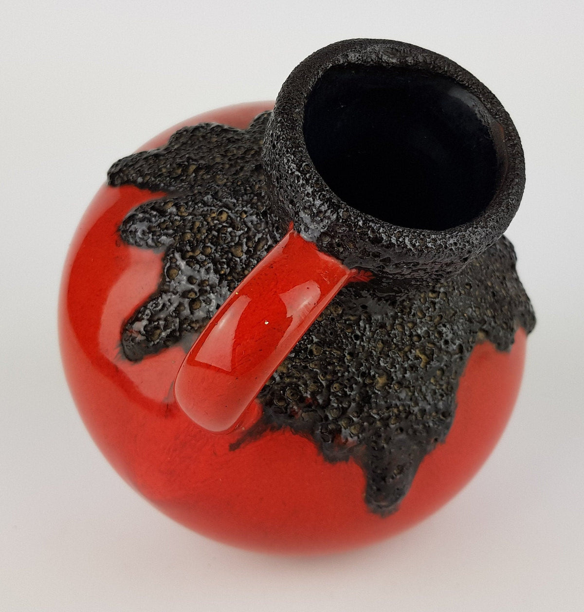 Vintage Red ROTH KERAMIK Fat Lava Vase, West German Pottery #