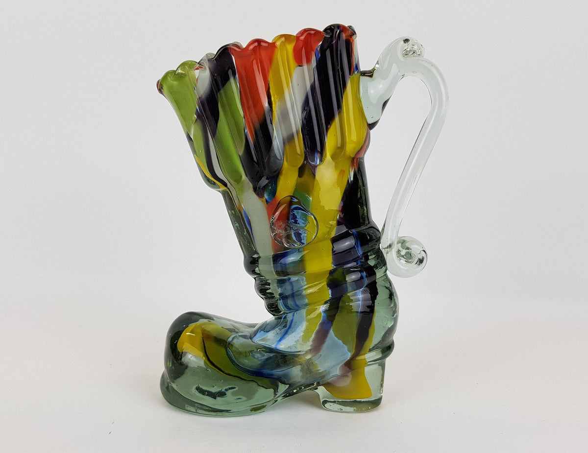 Vintage MURANO Blown Glass Art Multi Colored Boot, Italian Art #