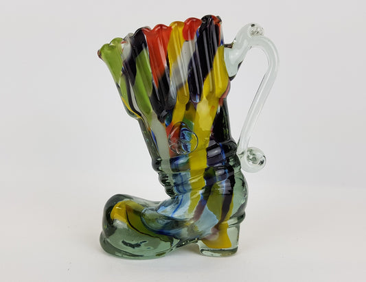 Vintage MURANO Blown Glass Art Multi Colored Boot, Italian Art #