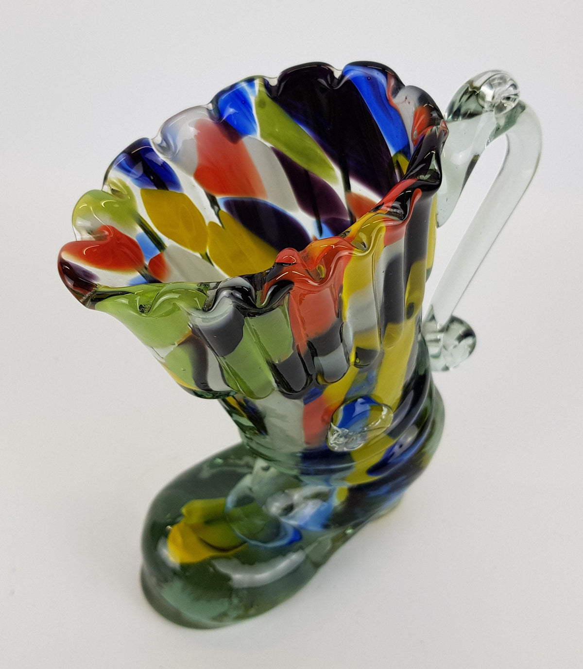 Vintage MURANO Blown Glass Art Multi Colored Boot, Italian Art #