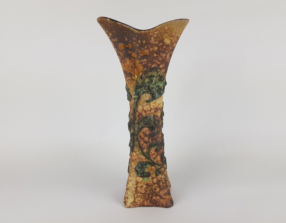 Very Rare Vintage Stylish MAREI KERAMIK (Majolikafabrik Rheinbach) Fat Lava Vase with Bergen decor
