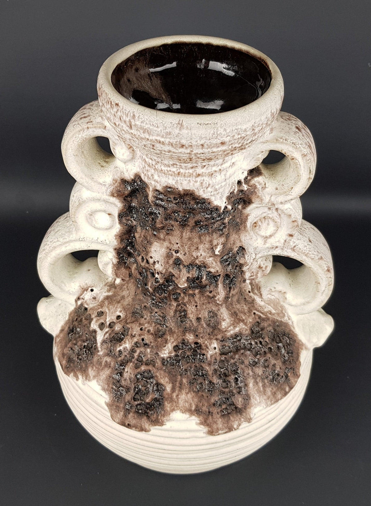 Vintage DÜMLER & BREIDEN KERAMIK Fat Lava Vase, West German Pottery 1950s 1960s