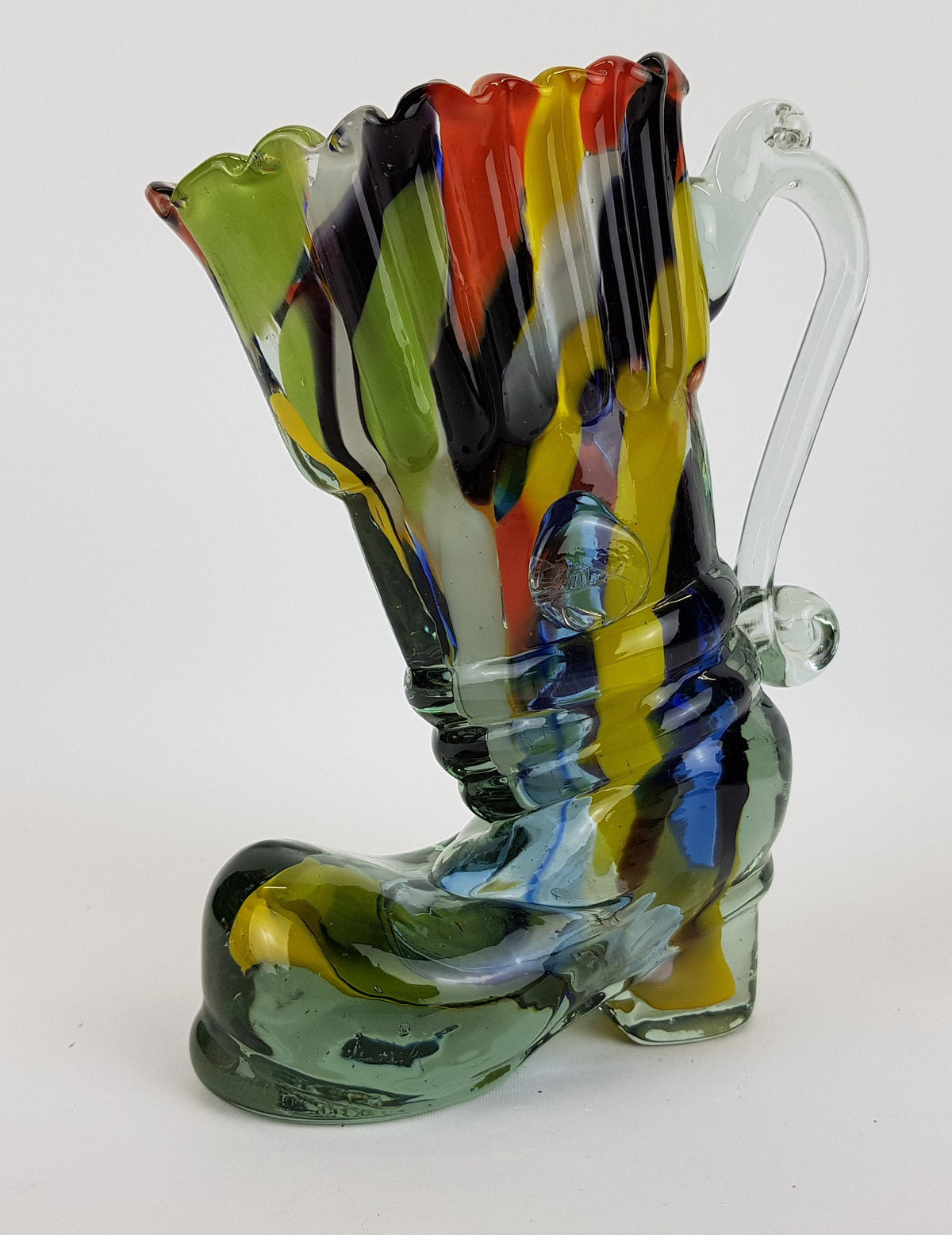 Vintage MURANO Blown Glass Art Multi Colored Boot, Italian Art #