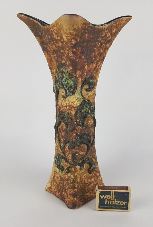 Very Rare Vintage Stylish MAREI KERAMIK (Majolikafabrik Rheinbach) Fat Lava Vase with Bergen decor