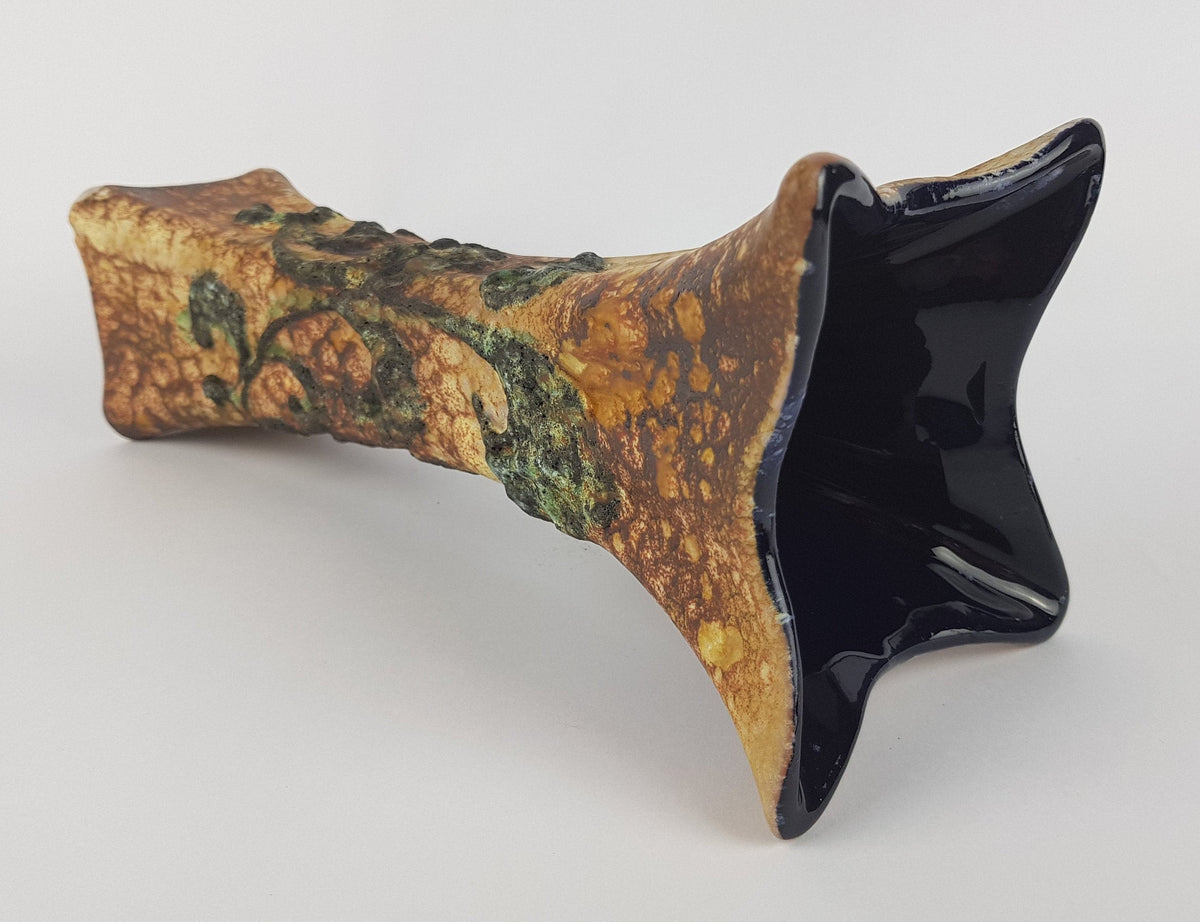 Very Rare Vintage Stylish MAREI KERAMIK (Majolikafabrik Rheinbach) Fat Lava Vase with Bergen decor