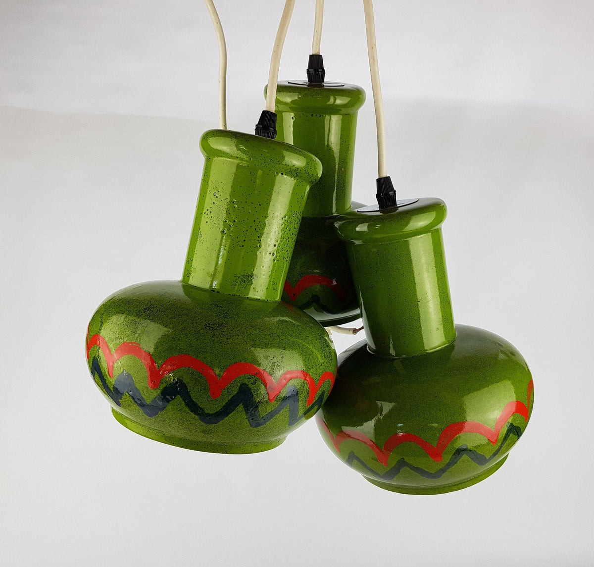 Vintage WEST GERMAN POTTERY Hanging Lamps (set of 3) 1970s Retro