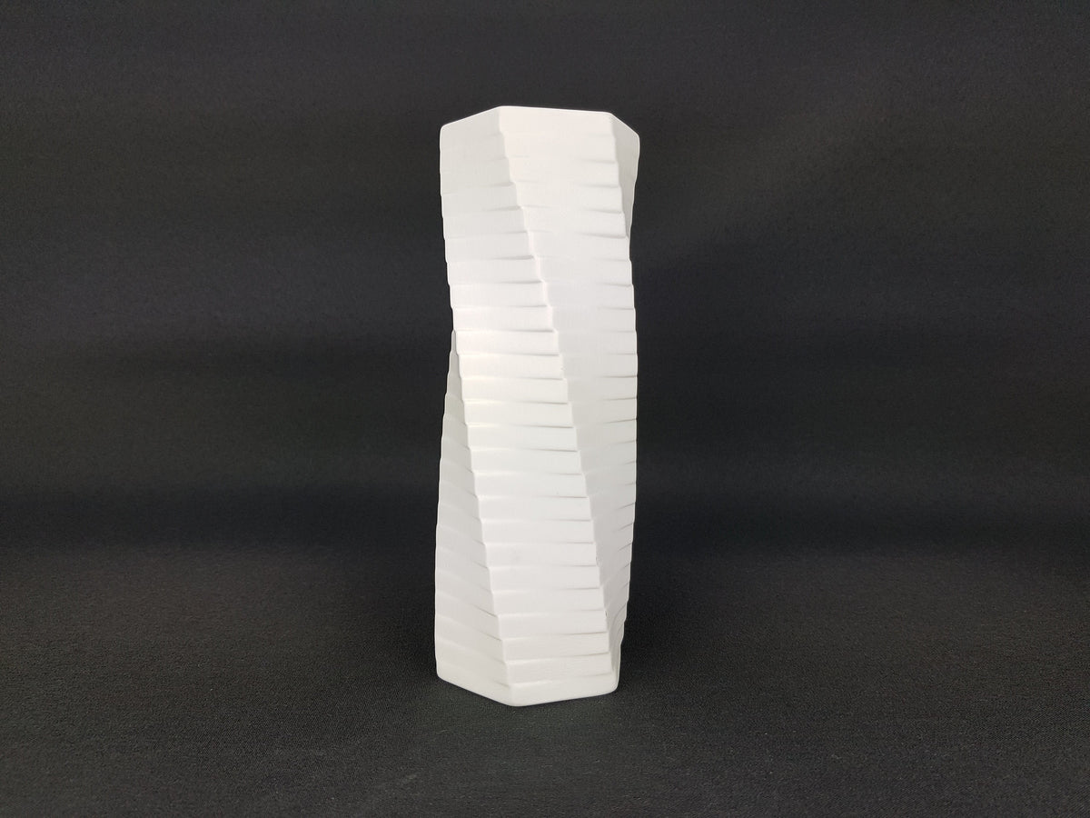 Vintage ROSENTHAL White Biscuit Porcelain Porzellan Op Art vase by Werner Uhl 1970s