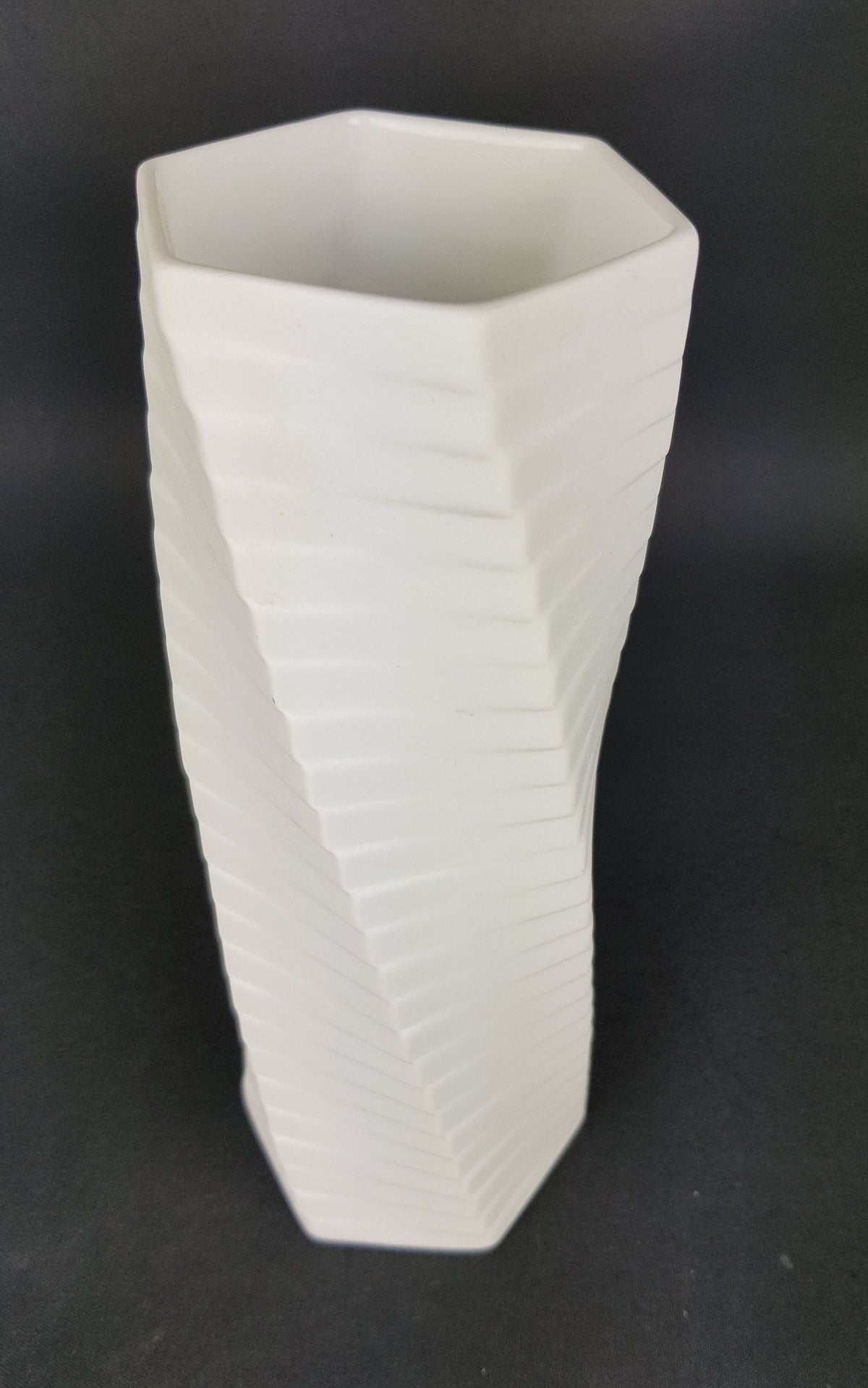 Vintage ROSENTHAL White Biscuit Porcelain Porzellan Op Art vase by Werner Uhl 1970s
