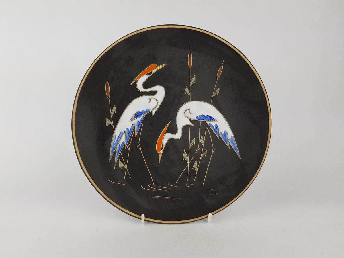 Vintage RUSCHA KERAMIK Wall Plaque with Heron decor 1970s #