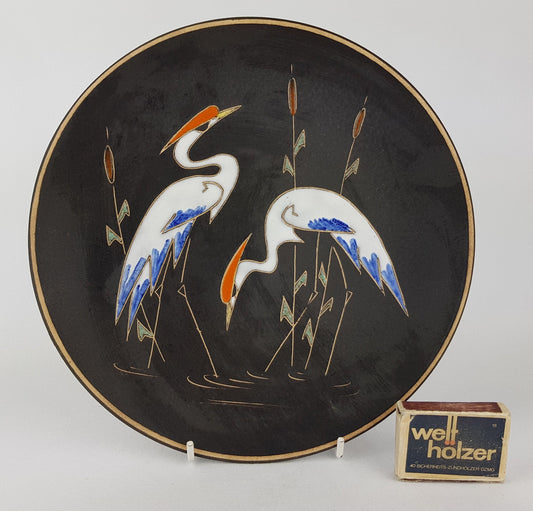 Vintage RUSCHA KERAMIK Wall Plaque with Heron decor 1970s #
