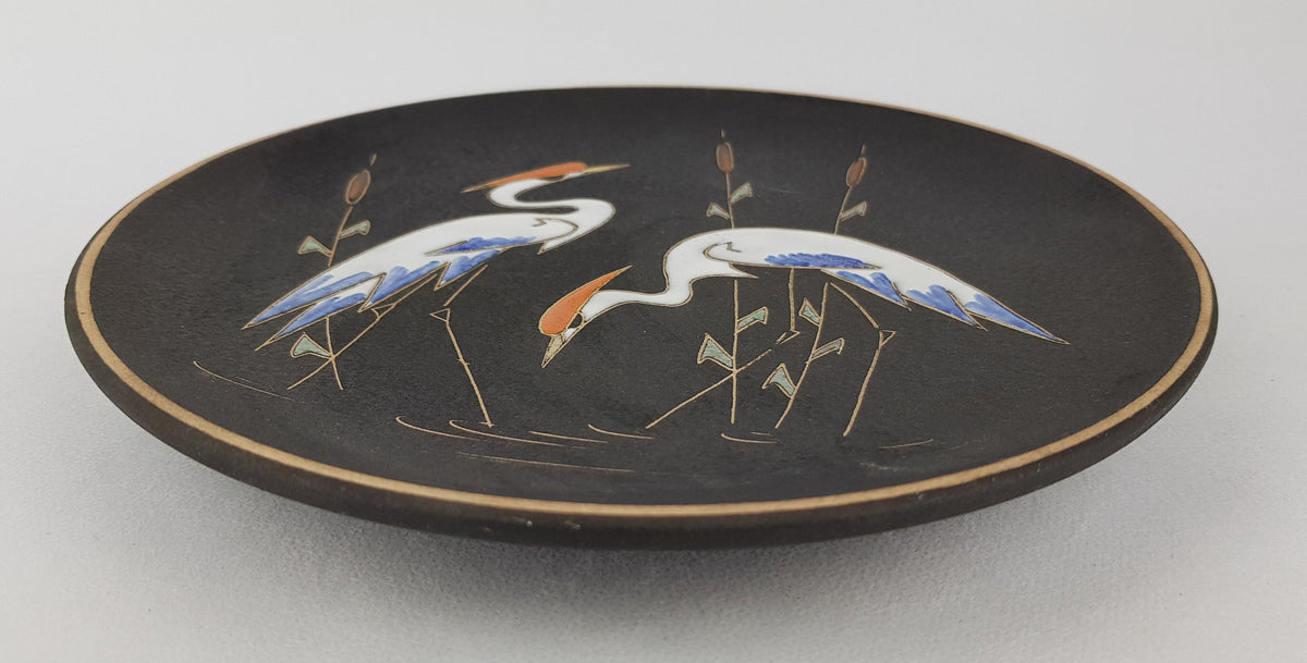Vintage RUSCHA KERAMIK Wall Plaque with Heron decor 1970s #