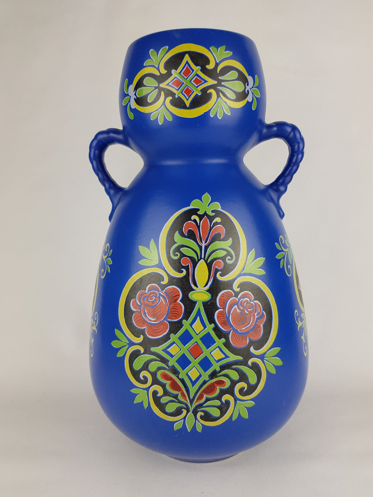 Vintage XXL UBELACKER (Ü-KERAMIK) Blue Floor Vase West German Pottery Fat Lava Era 1960s 1970s