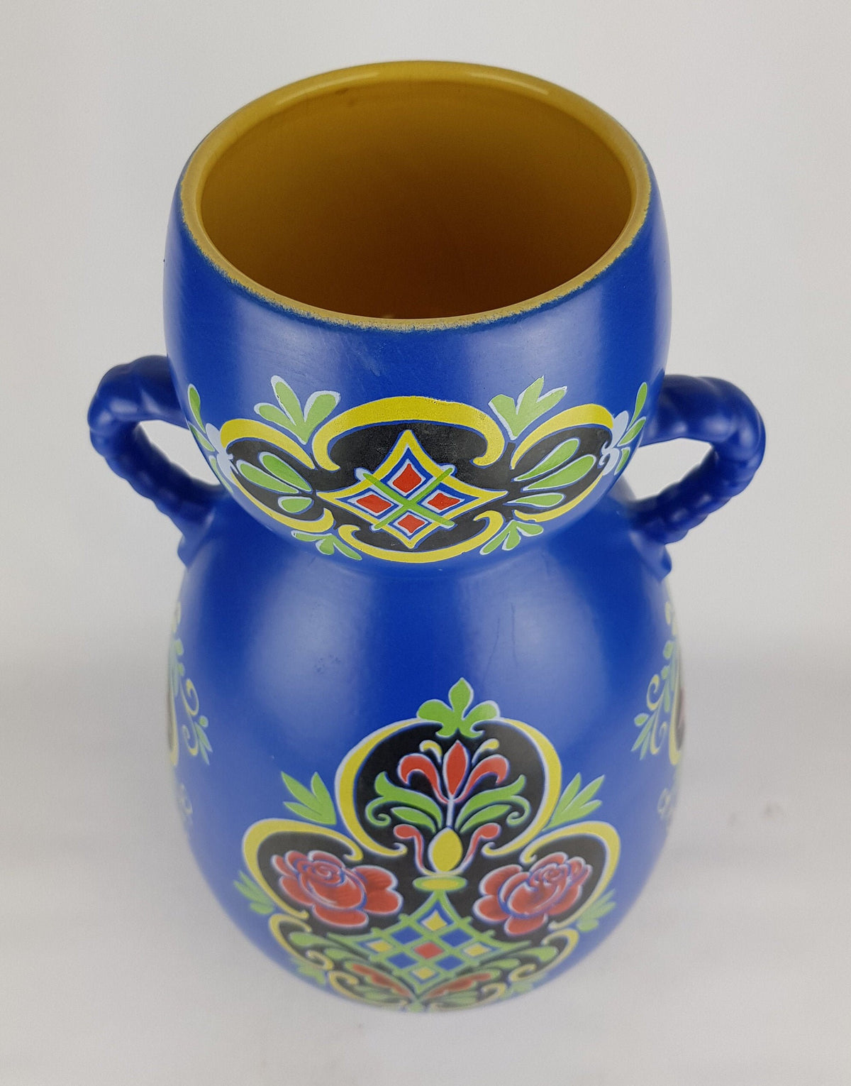 Vintage XXL UBELACKER (Ü-KERAMIK) Blue Floor Vase West German Pottery Fat Lava Era 1960s 1970s