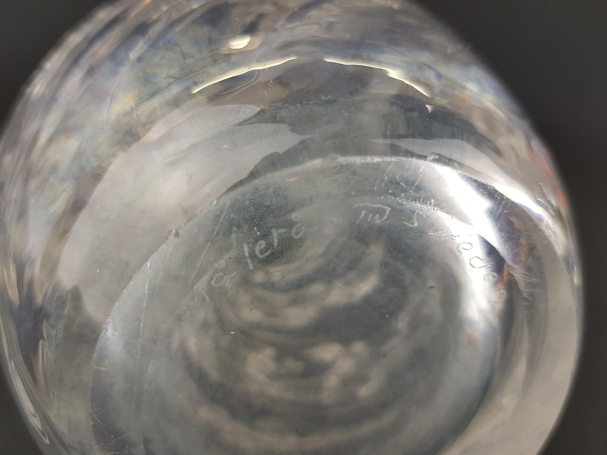 Vintage MALERAS GLASBRUK Swedisch Art Vase, signed by Folke Walving 1960s