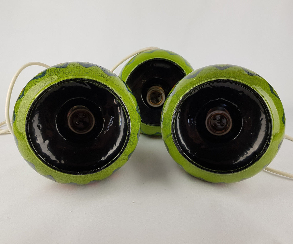 Vintage WEST GERMAN POTTERY Hanging Lamps (set of 3) 1970s Retro