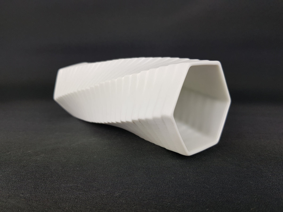 Vintage ROSENTHAL White Biscuit Porcelain Porzellan Op Art vase by Werner Uhl 1970s
