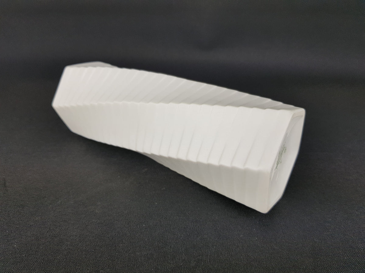 Vintage ROSENTHAL White Biscuit Porcelain Porzellan Op Art vase by Werner Uhl 1970s