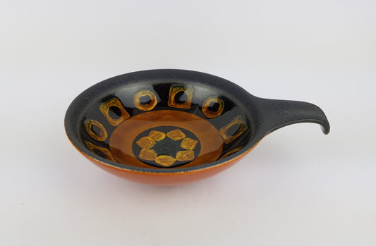 Vintage DÜMLER & BREIDEN Brown Fat Lava Ceramic Bowl 206/18, West German Pottery 1970s