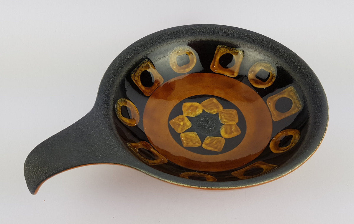 Vintage DÜMLER & BREIDEN Brown Fat Lava Ceramic Bowl 206/18, West German Pottery 1970s