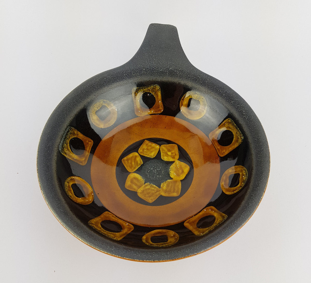 Vintage DÜMLER & BREIDEN Brown Fat Lava Ceramic Bowl 206/18, West German Pottery 1970s