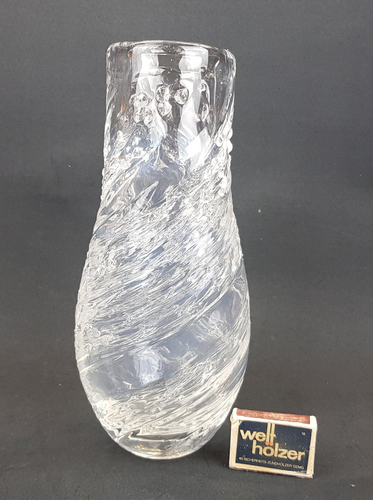 Vintage MALERAS GLASBRUK Swedisch Art Vase, signed by Folke Walving 1960s