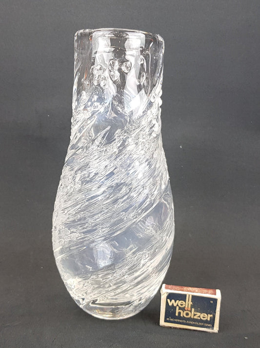 Vintage MALERAS GLASBRUK Swedisch Art Vase, signed by Folke Walving 1960s