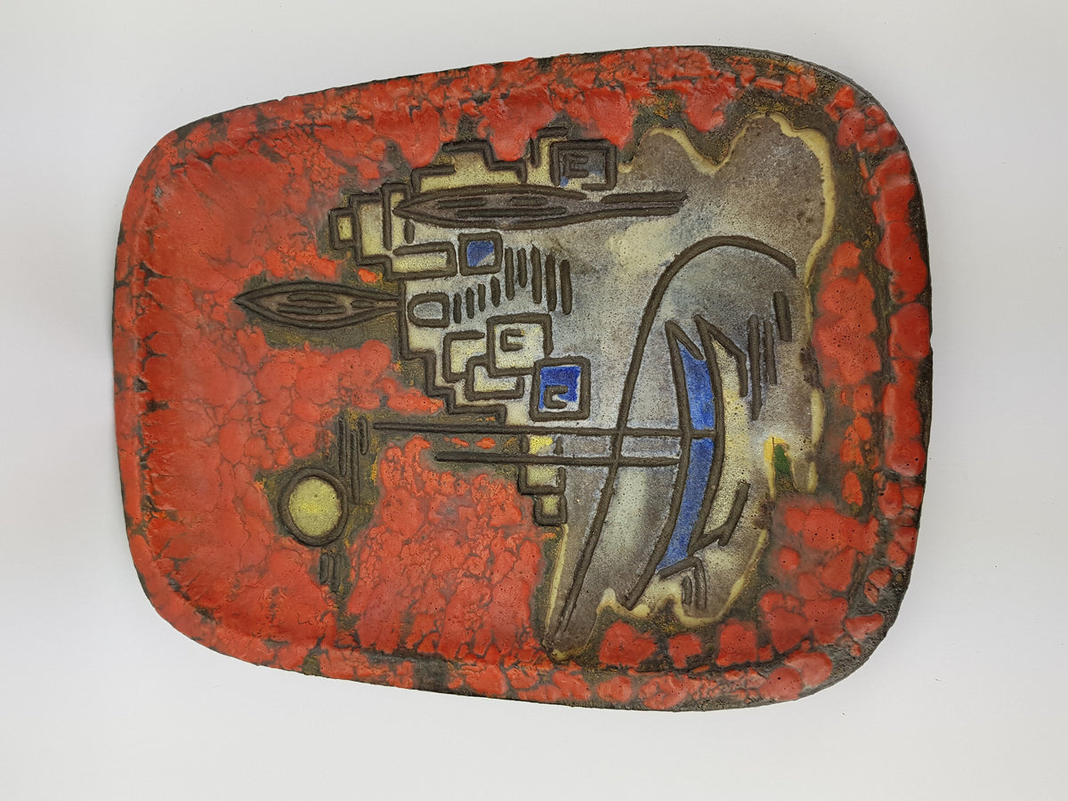 Rare Vintage RUSCHA KERAMIK Wall Plate "Emilia" Decor (Documenta Serie, Attributed to Adele Bolz) - 1962s