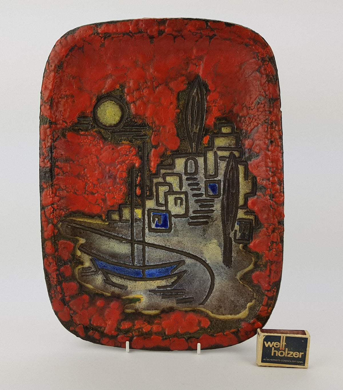 Rare Vintage RUSCHA KERAMIK Wall Plate "Emilia" Decor (Documenta Serie, Attributed to Adele Bolz) - 1962s